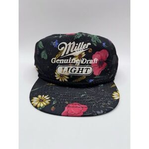 VTG Miller Genuine Draft Light Floral Snapback Hat Made Taiwan